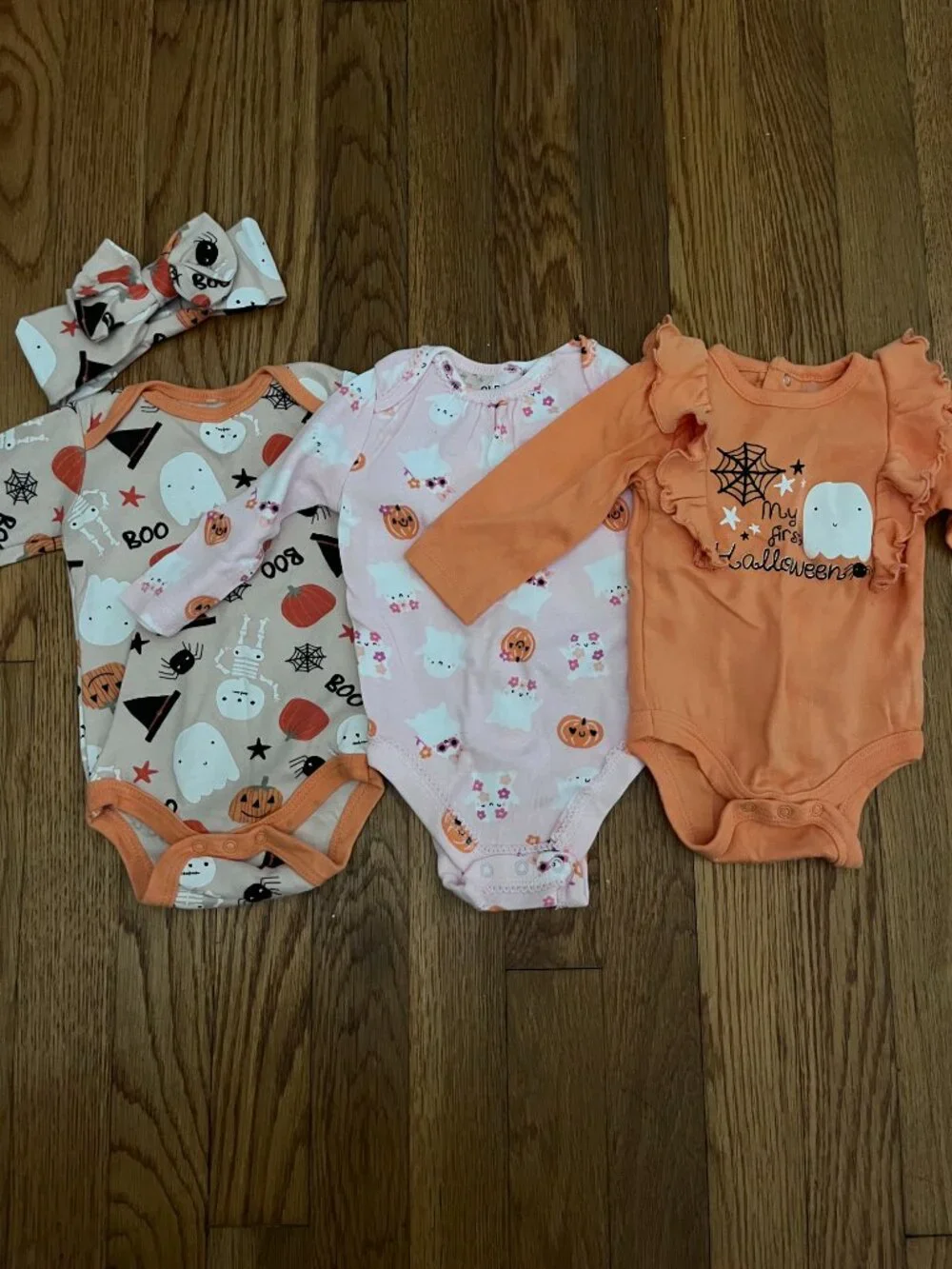 Set of 3, My 1st Halloween Baby Girl Onesies, 3-6 Months